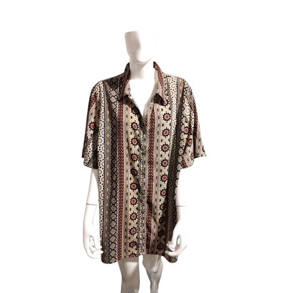 Catherines Women's Size 2X Geometric Southwestern Aztec Button Up Casual Top - Picture 8 of 9